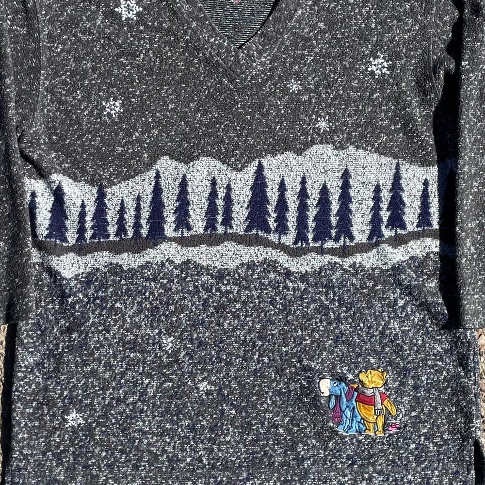 Winnie The Pooh Winter Vtg 1990s The Disney Store V Neck Sweater Women’s (L) - Picture 6 of 8